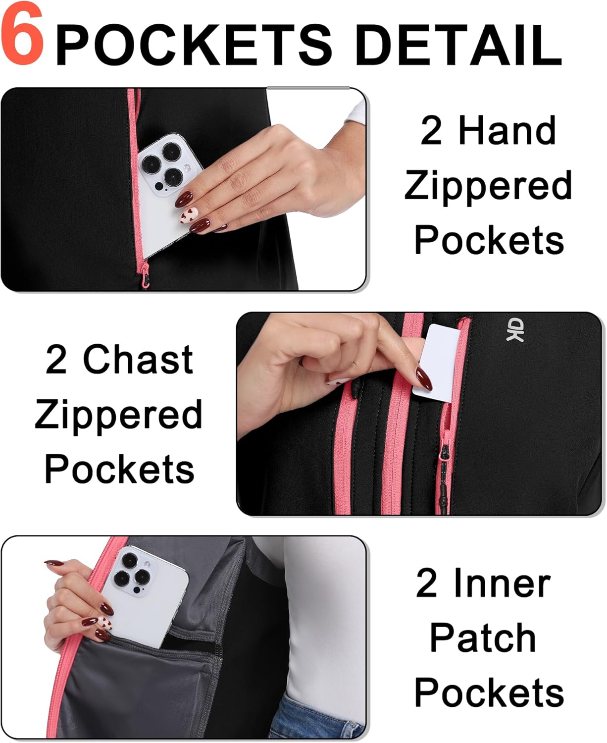 Little Donkey Andy Women's Lightweight Vest Fleece Softshell Vest Windproof Sleeveless Jacket Outerwear with 6 Zipper Pockets - Image 6