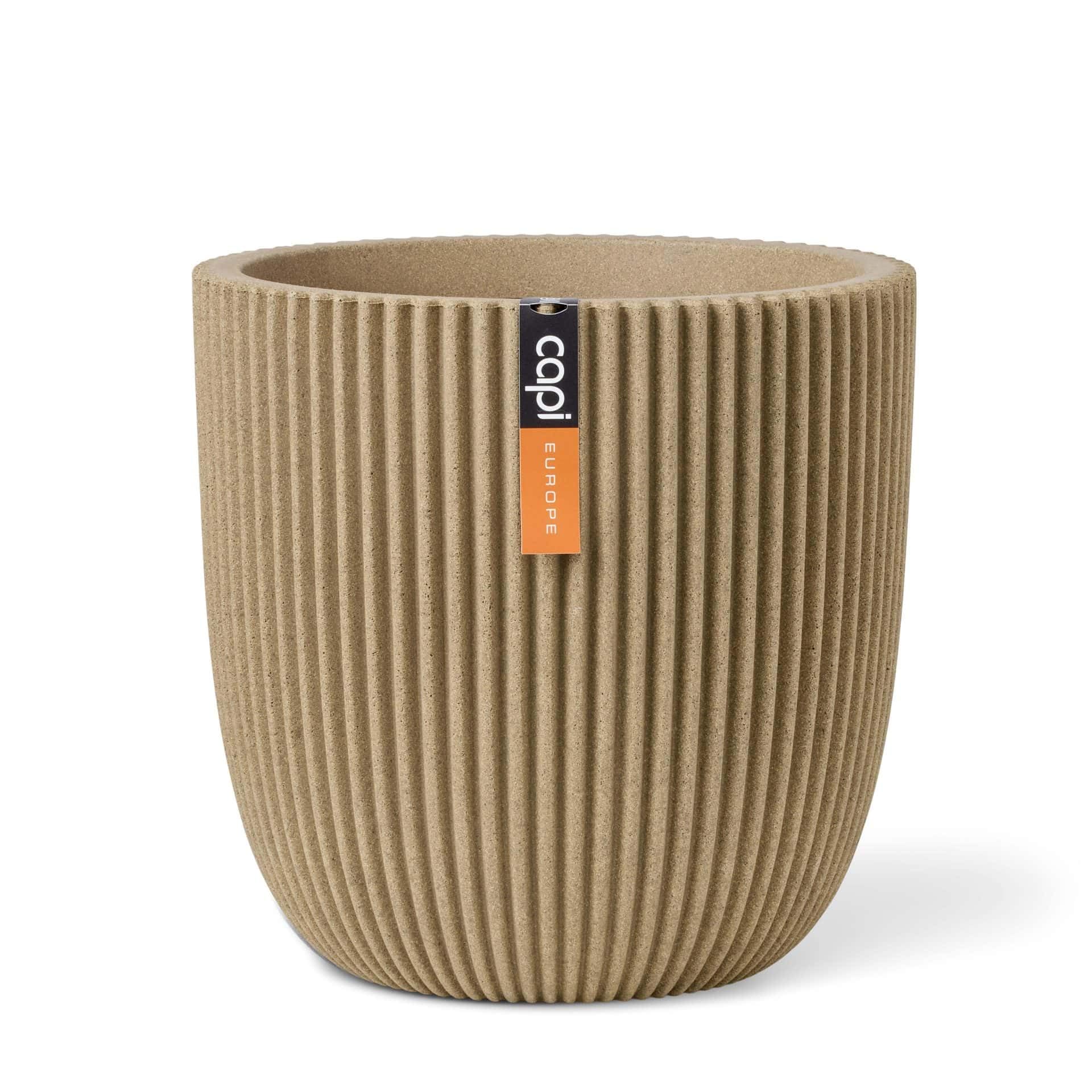 Capi Europe Groove - Beige - Planter Ball Groove Nl - 35X34 - Beige - Opening Ø29 - Pot For Indoor And Outdoor Use - Shatterproof - 100% Recyclable - Kgvbe932
