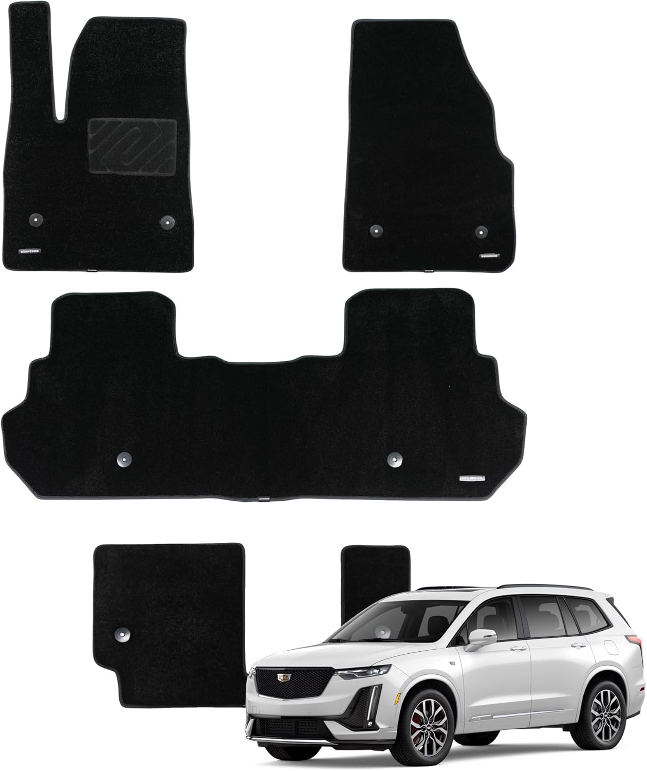 WENNEBIRD Superior Carpet Floor Mats for 2020-2025 Cadillac XT6 7 Seater (Not for 6 Seater), 0.5 Inch Thickness Rugs, Premium All Weather Anti-Slip Waterproof Floor Liners - 4pc