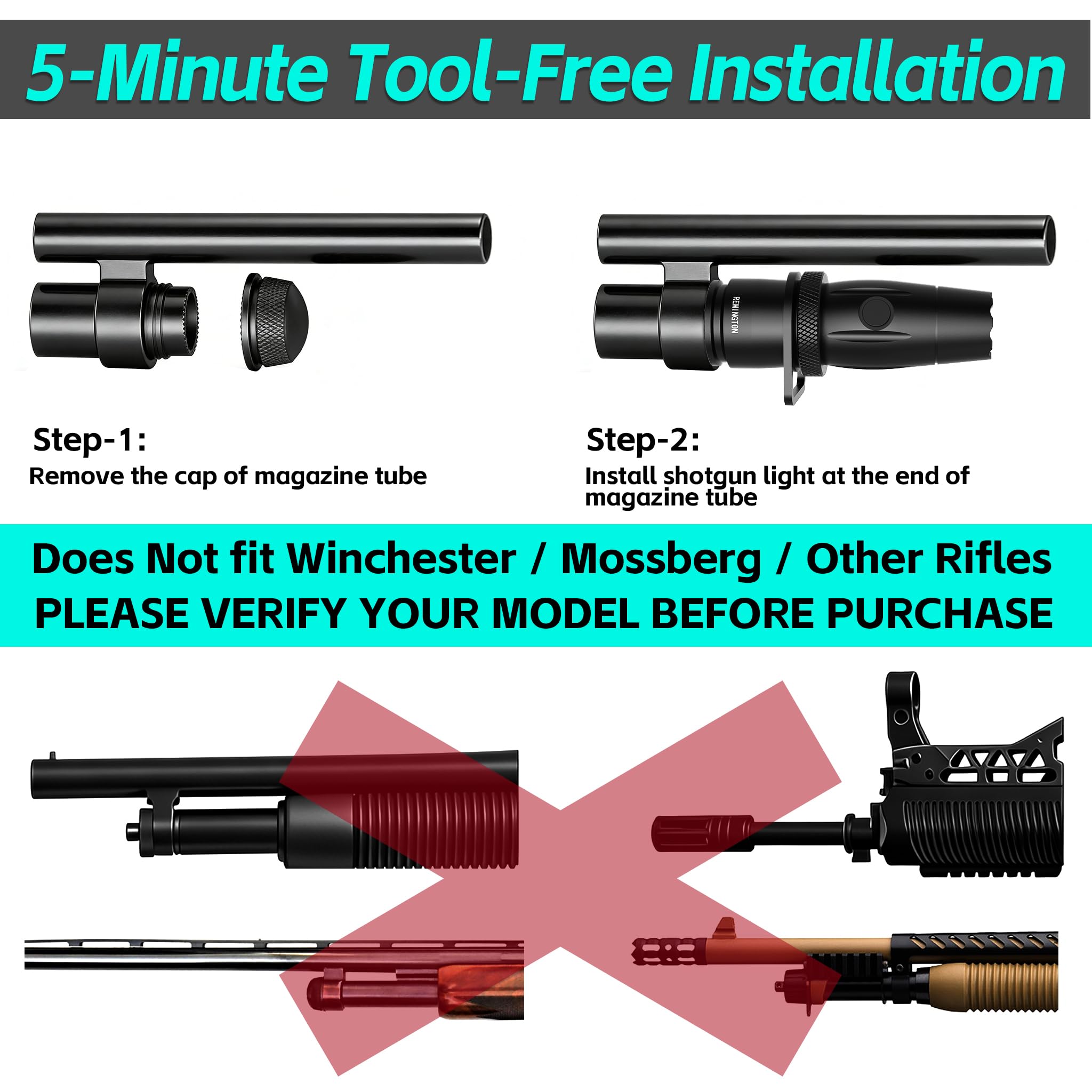 Trinity 1200 Lumen Tactical Flashlight With Strobe For Remington 870 Pump 12ga - Includes Mount, Battery & Charger