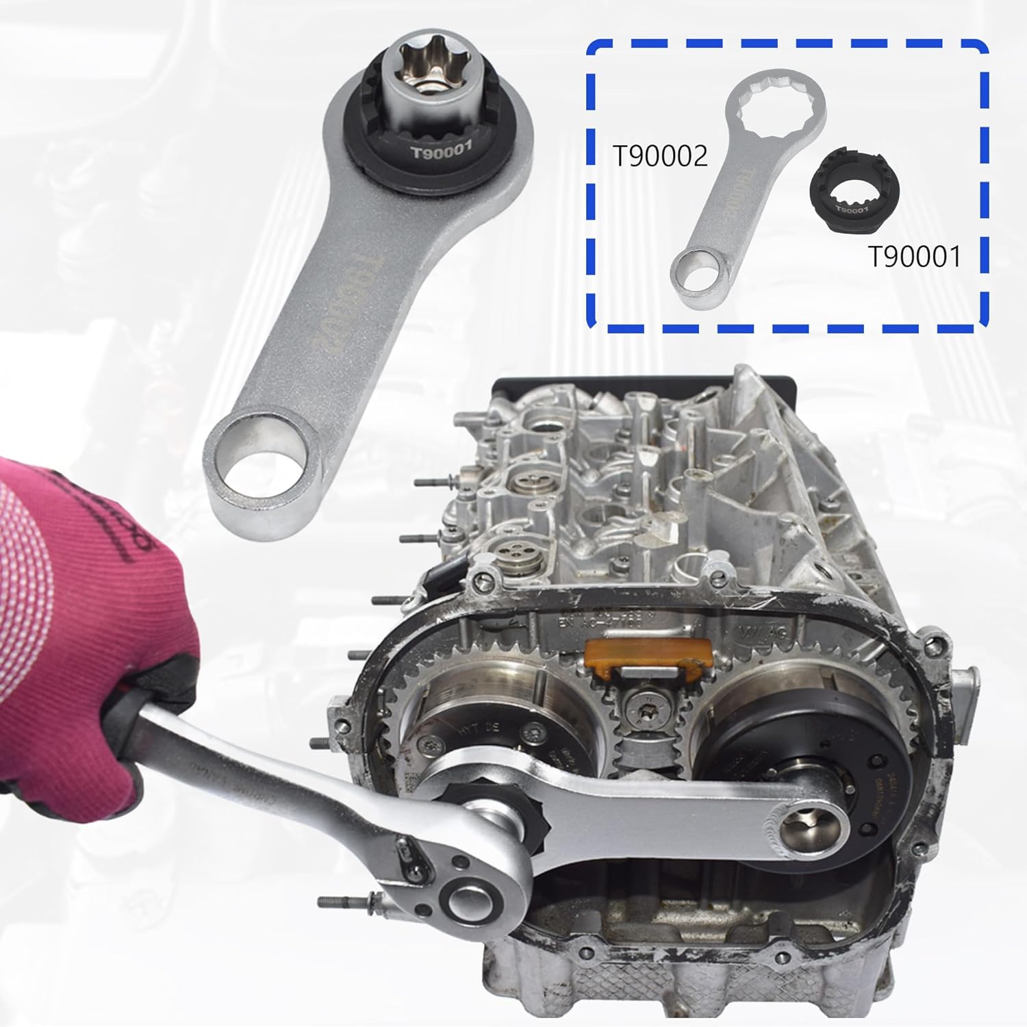 EA839 Engine Camshaft Locking Timing Tool Kit Compatible with VW Audi, Cam Locking Tool for Porsche 3.0T TFSi 2.9T Hybrid Version CXT, Camshaft Adjuster Counter Holder T40331, T90001, T90002