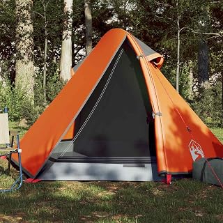 Kuppel-Campingzelt Personen Grau und Orange wasserdicht mit E-Anschluss, abnehmbarem Überzelt, atmungsaktivem Moskitonetz, ultraleichtes Trekkingzelt für Outdoor Wandern und Camping