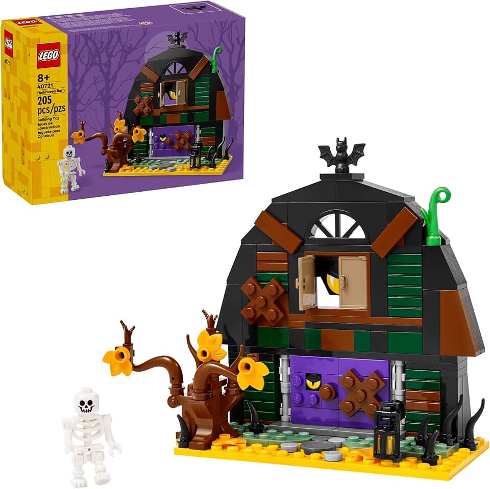 LEGO Halloween Barn Building Toy - Room Decor &amp; Pretend Play Set for Boys &amp; Girls, Ages 9+ - Halloween Toys &amp; Crafts for Kids - Gift Idea - W/Scary Skeleton Minifigure - 40721