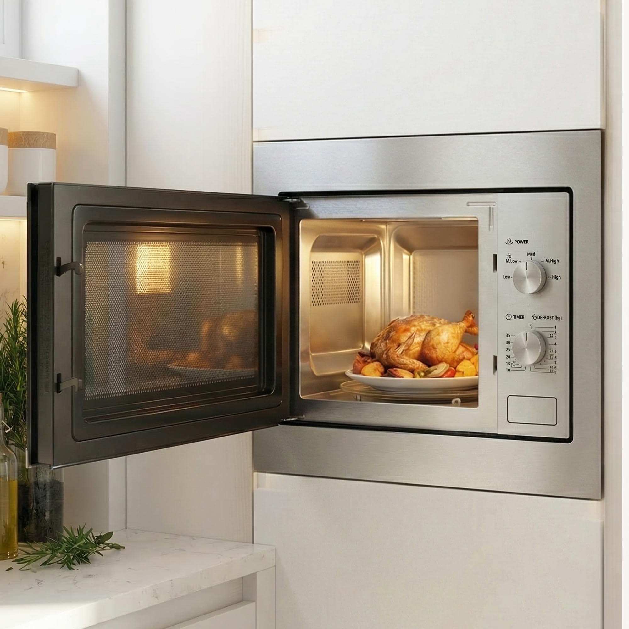 HMW-MDBI20MIX 20L Einbau-Mikrowellenofen mit Digitalsteuerung und 1000 W Schwarzes Glas - 5 Jahre Garantie (Schwarz, 20 L)