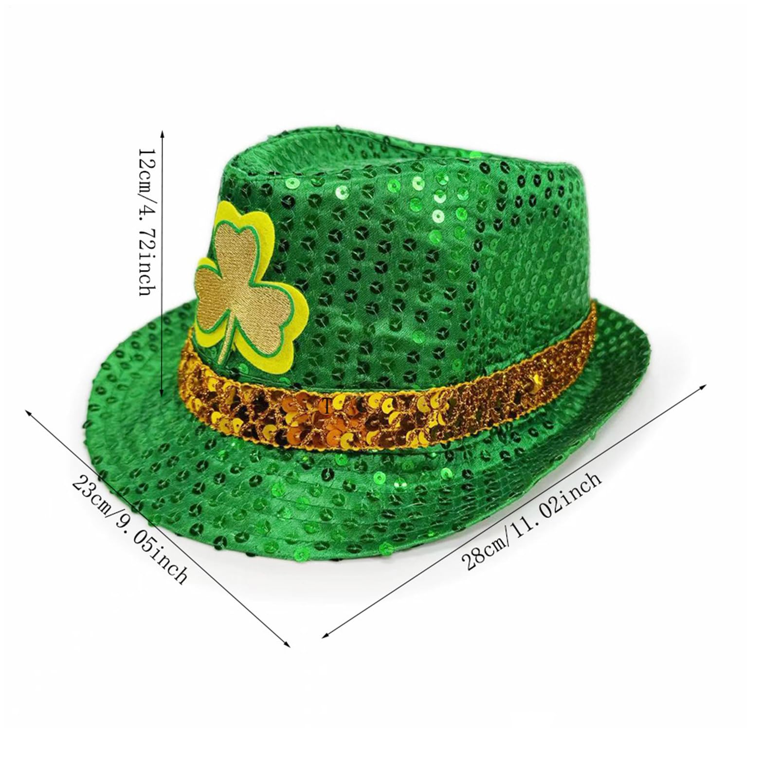 Cappello di San Patrizio – Cappello irlandese con paillettes e decorazione per feste, elegante cappello per costume per il giorno di San Patrizio, per adulti, bambini, donne, uomini, feste, festival