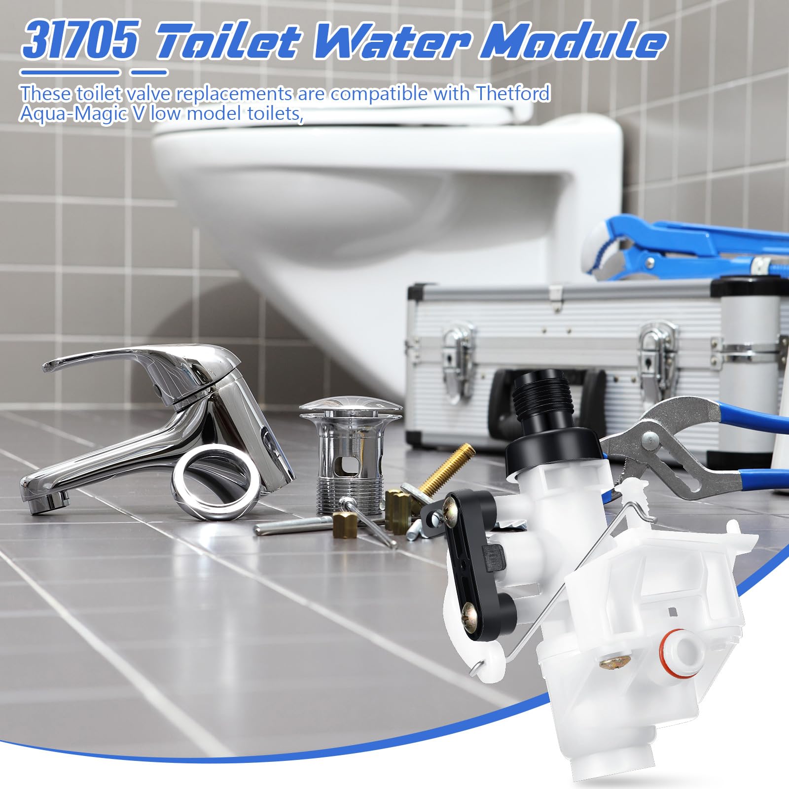 Datanly RV Toilet Water Valve Kit Leak Resistant RV Toilet Valve Replacement Kit