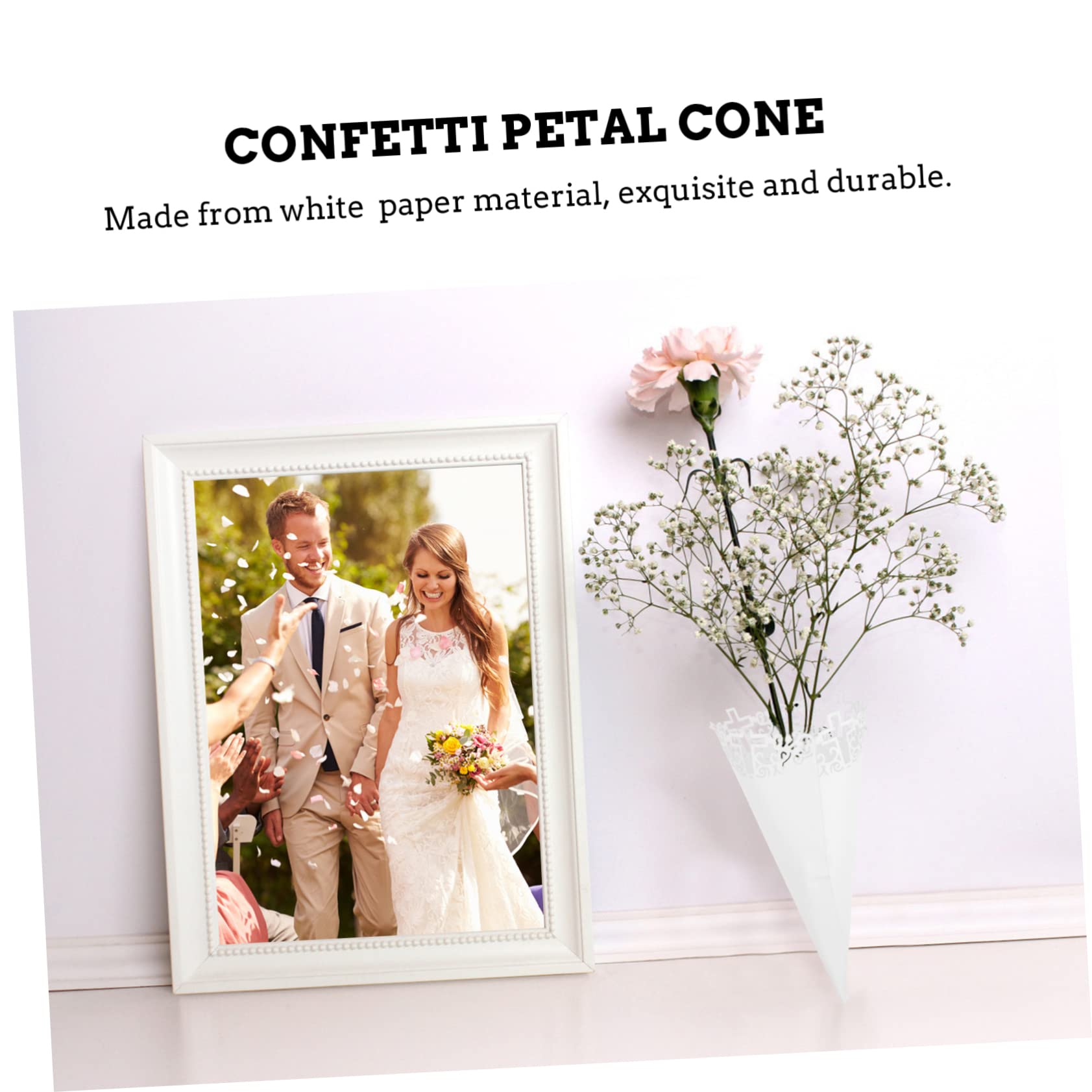 SHINEOFI 100piezas Conos Para Confeti De Boda Diseño De Encaje Hueco Sostenedores De Flores y Pétalos Decoración Para Ceremonias y Fiestas