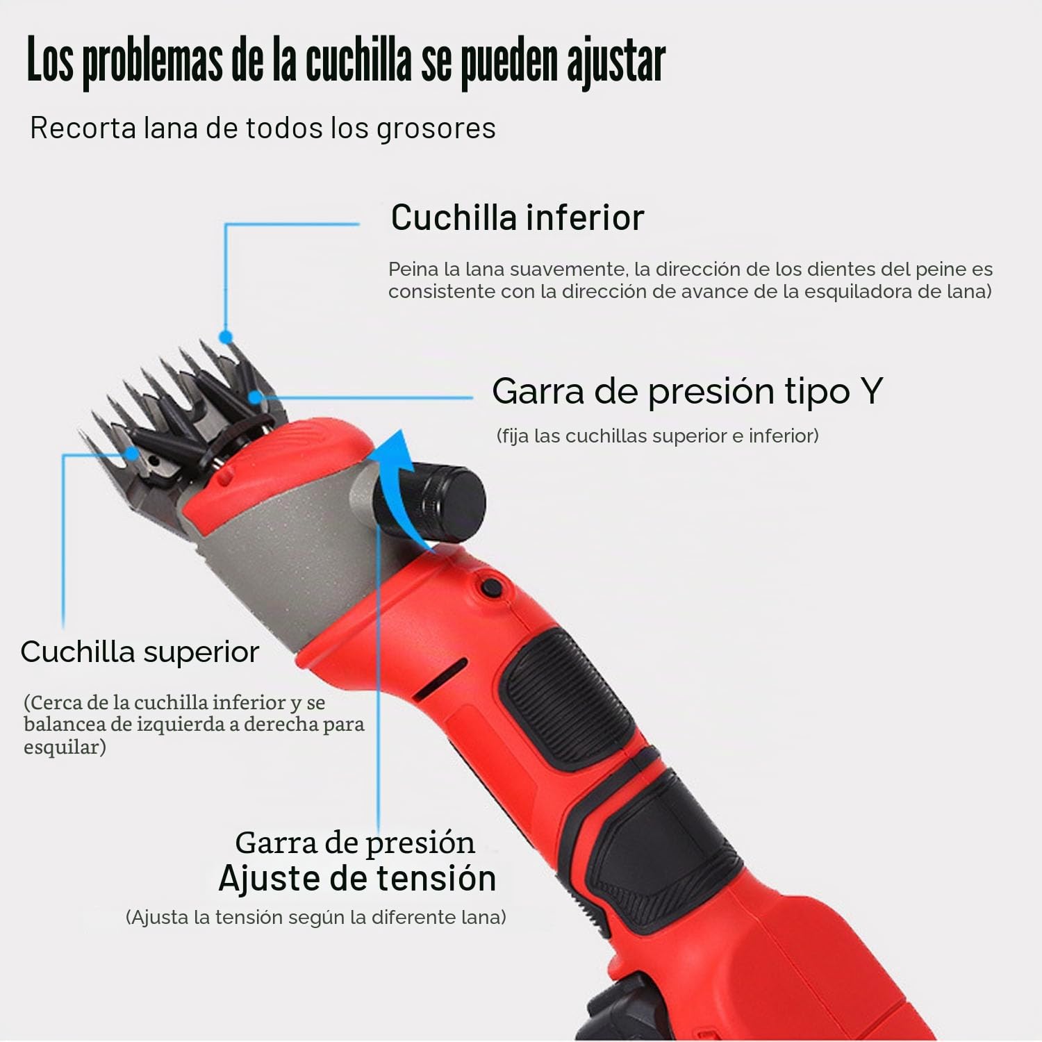 Cortapelos Eléctricos Inalámbricos para Ovejas, Máquina De Corte Profesional De 800 W con 6 Velocidades Ajustables, Cortapelos para El Cuidado De Animales para Cabras, Ganado, Caballos, Granjas