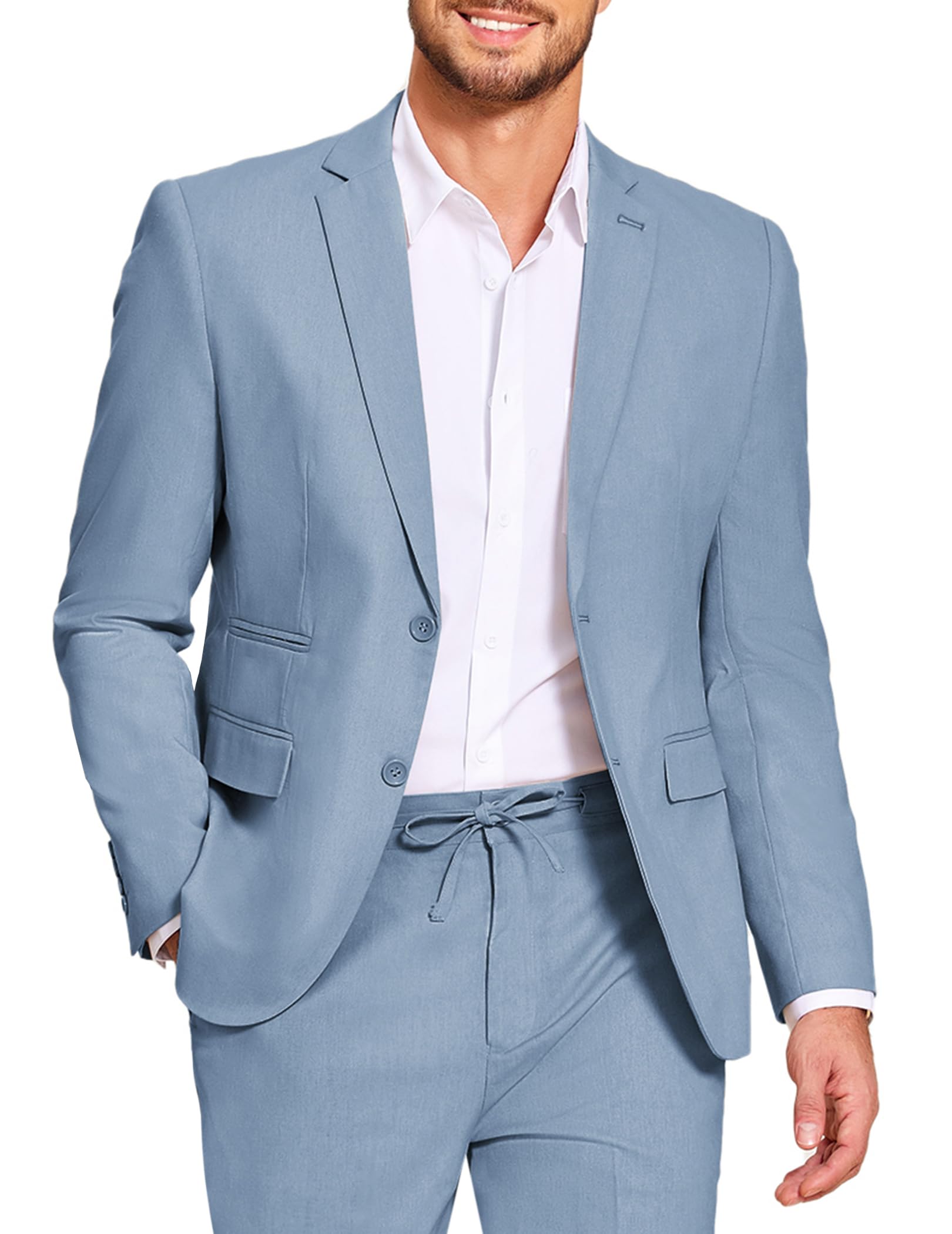 COOFANDY Linen Suit Set
