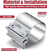 Vista 5 de ESPEEDER - Abrazadera de junta de escape de acero inoxidable con 1 bloque