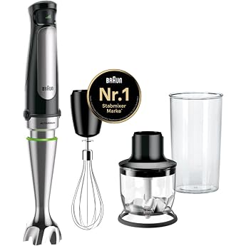Braun MultiQuick 7 - Hand Blender with SplashControl Technology, ActiveBlade System, Precise Speed Control, 350 ml Chopper, W