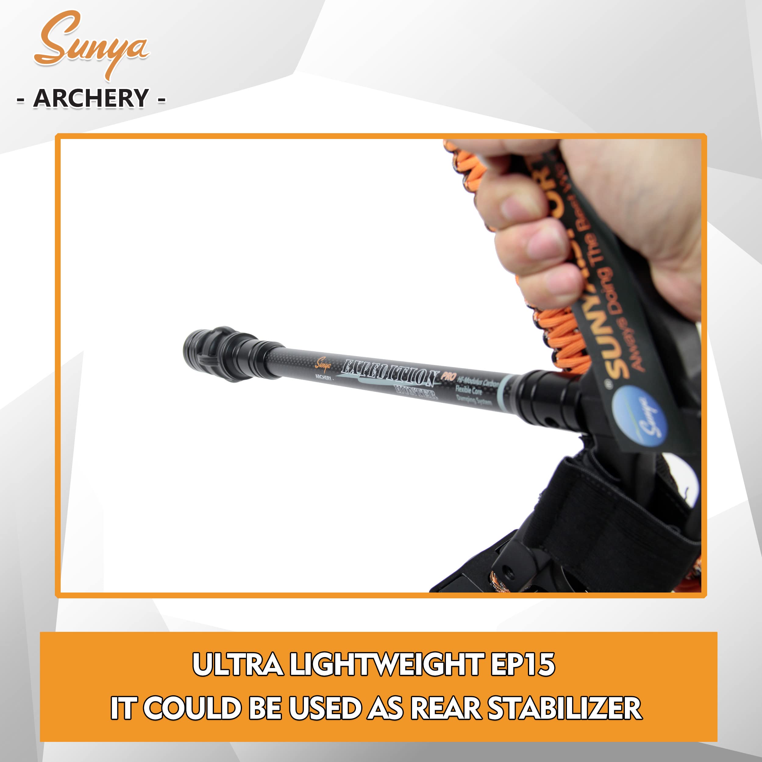 SUNYA Stabilisateur d'arc en Carbone pour la Chasse, Noyau Flexible avec système d'amortissement et Poids, (Carbone Noir, 38,1 cm)