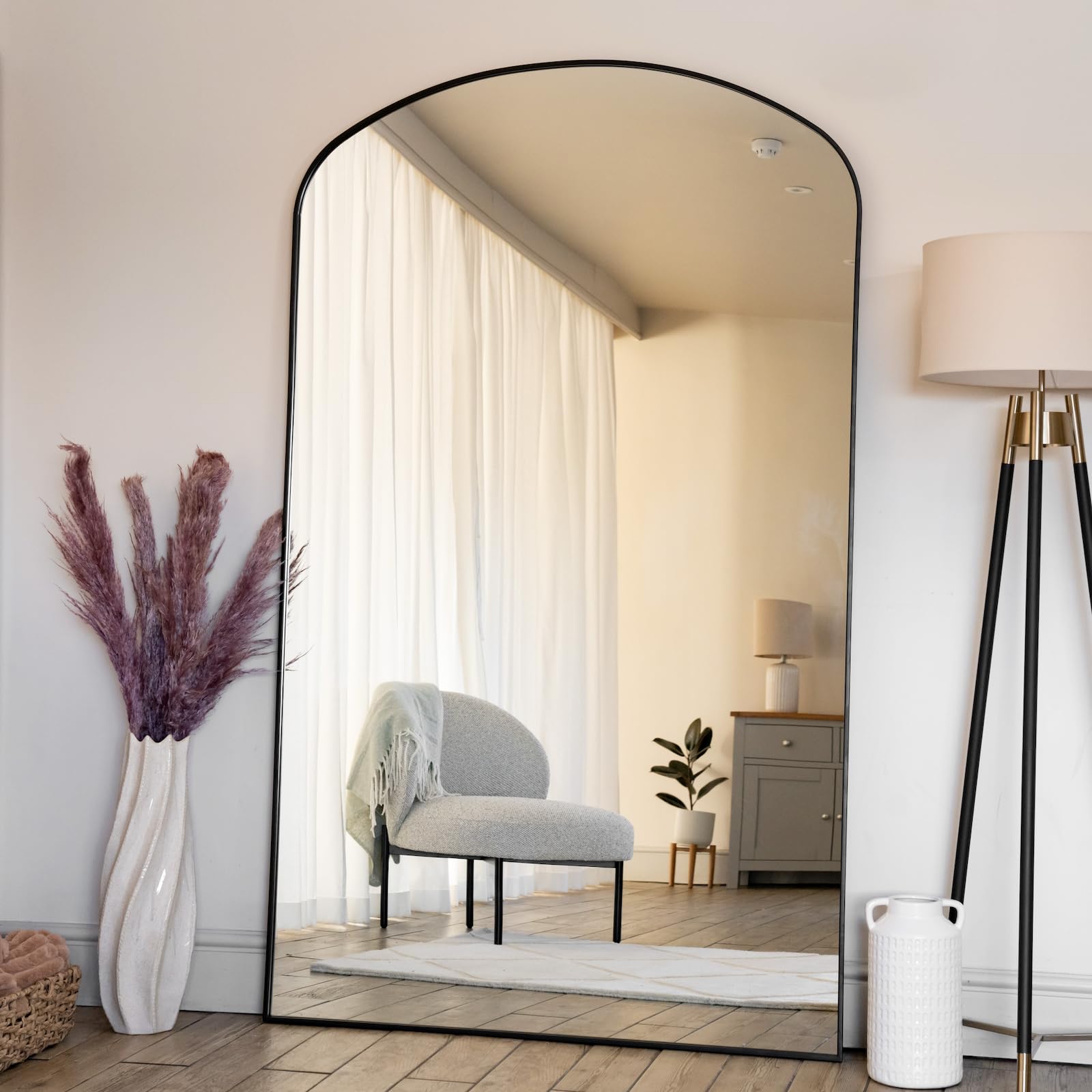 Jobu Yoko - Black | Full Length Black Metal Gentle Arch Mirror - 180Cm X 105Cm | Yoko