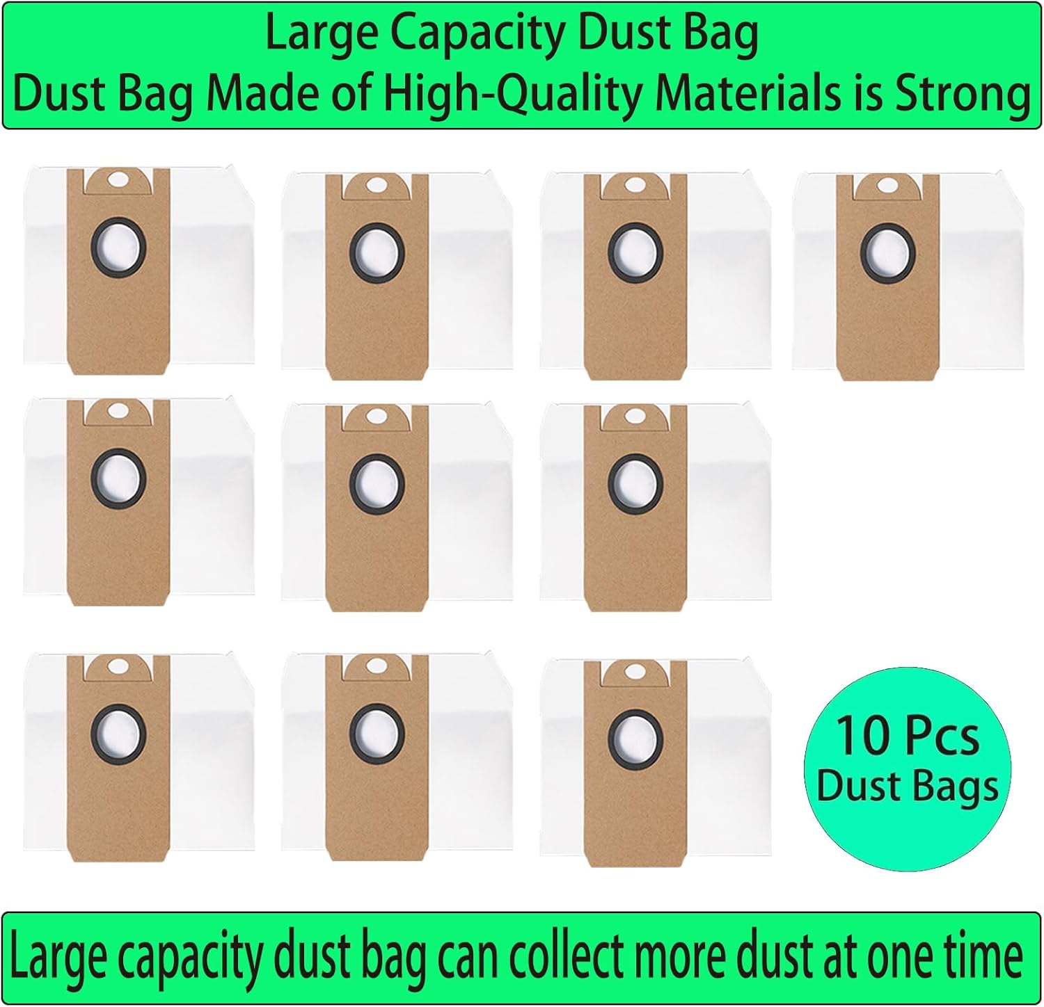 10 Pack Replacement Dust Bags for ionvac SmartClean V4 Robovac Self Emptying and lydsto G2 Robot Vacuum Bag Accessories