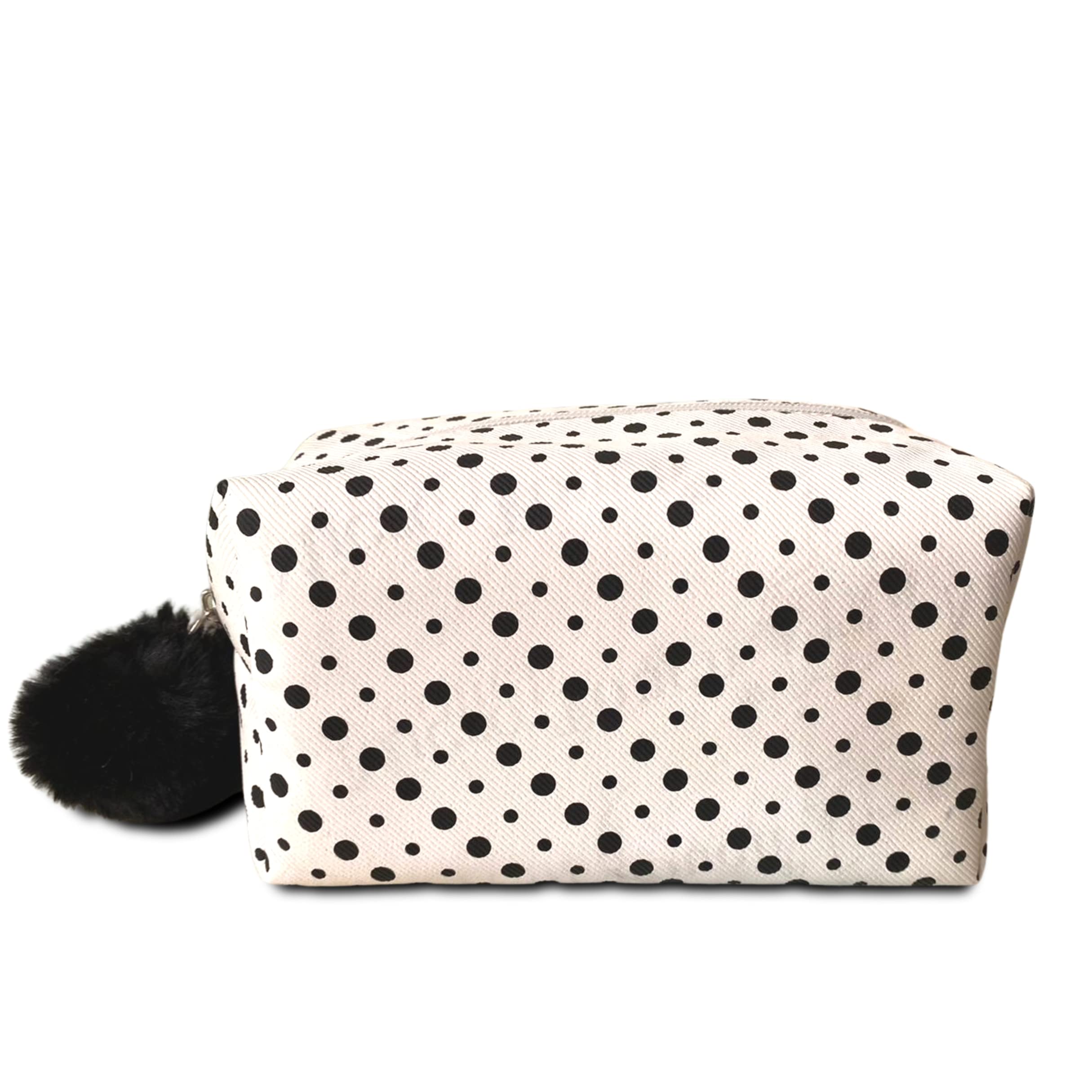 STRUTTWhite and Black Polka Dot Travel Kits/Make up Pouch/Cosmetics Case/Travel Organiser for Women