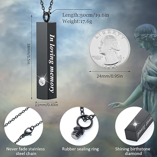 Miniatura 2 de Collar de urna para cenizas para hombres y mujeres, joyería de cremación para cenizas de acero inoxidable, pequeño colgante de recuerdo para cenizas