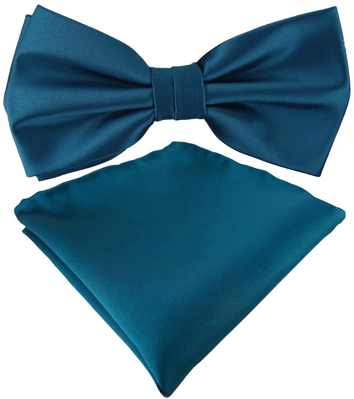 TigerTie Satin Fliege + Einstecktuch Uni einfarbig + Geschenkbox