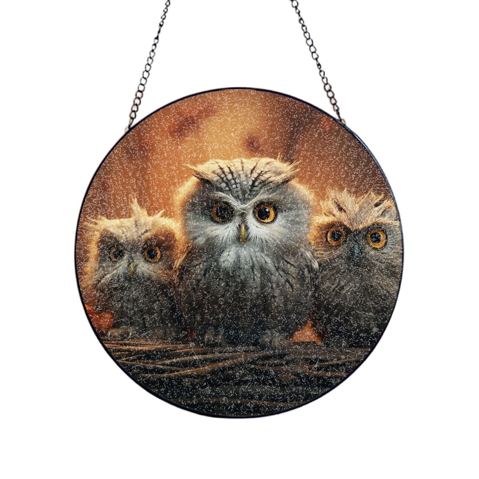 Stained Glass Window Hanging Cute Owl Baby Sun Catchers Indoor Outdoor Decor Window Suncatcher Door Garden Sunroom Sun Catcher Home Decor Birthday Christmas for Mom Men
