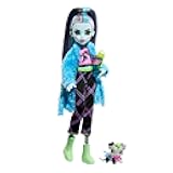 Creepover Party Doll, Frankie Stein with Pet Dog Watzie, Sleepover Clothes & Accessories like Pillow & Furry Robe