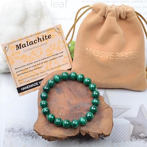 Vista 580 de MASSIVE BEADS Pulsera elástica de yoga hecha a mano con piedra natural, cristal curativo, energía, regalos para adultos unisex de 0.157 in, 0.236