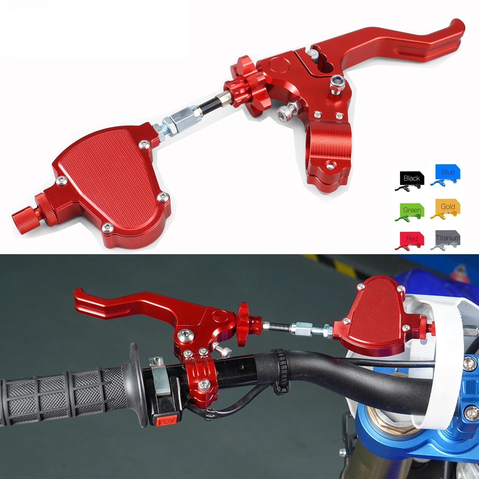 Zestaw linki sprzęgła motocykl Pasuje do Honda CBR600RR 1000RR Pasuje do Yamaha Pasuje do Ducati Krótka dźwignia sprzęgła kaskaderskiego System kabli z łatwym ciągnięciem(Lever Black)