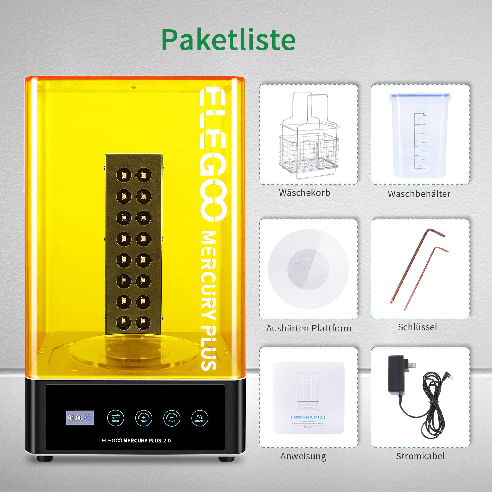 ELEGOO Mercury Plus V2.0 2 w 1 pralka do prania i utwardzania, 2022 zaktualizowana maszyna do prania i utwardzania, do modeli Mars Photon S Photon Mono LCD DLP SLA z nadrukiem 3D