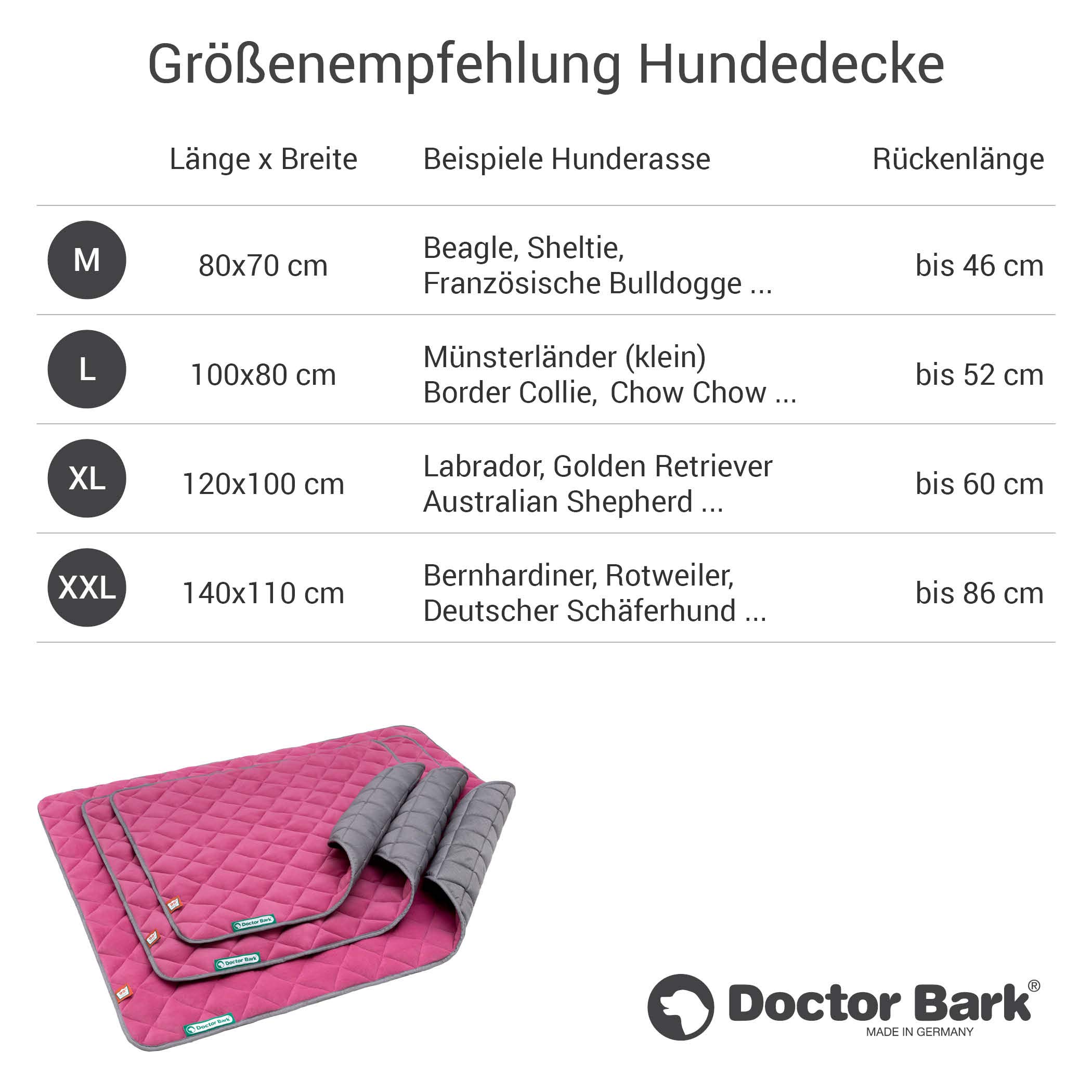 Doctor Bark Manta para perros de forro polar, reversible, mullida, resistente, para perros muy grandes, lavable hasta 95 °C (rosa/gris claro, XXL – 140 x 110 cm)