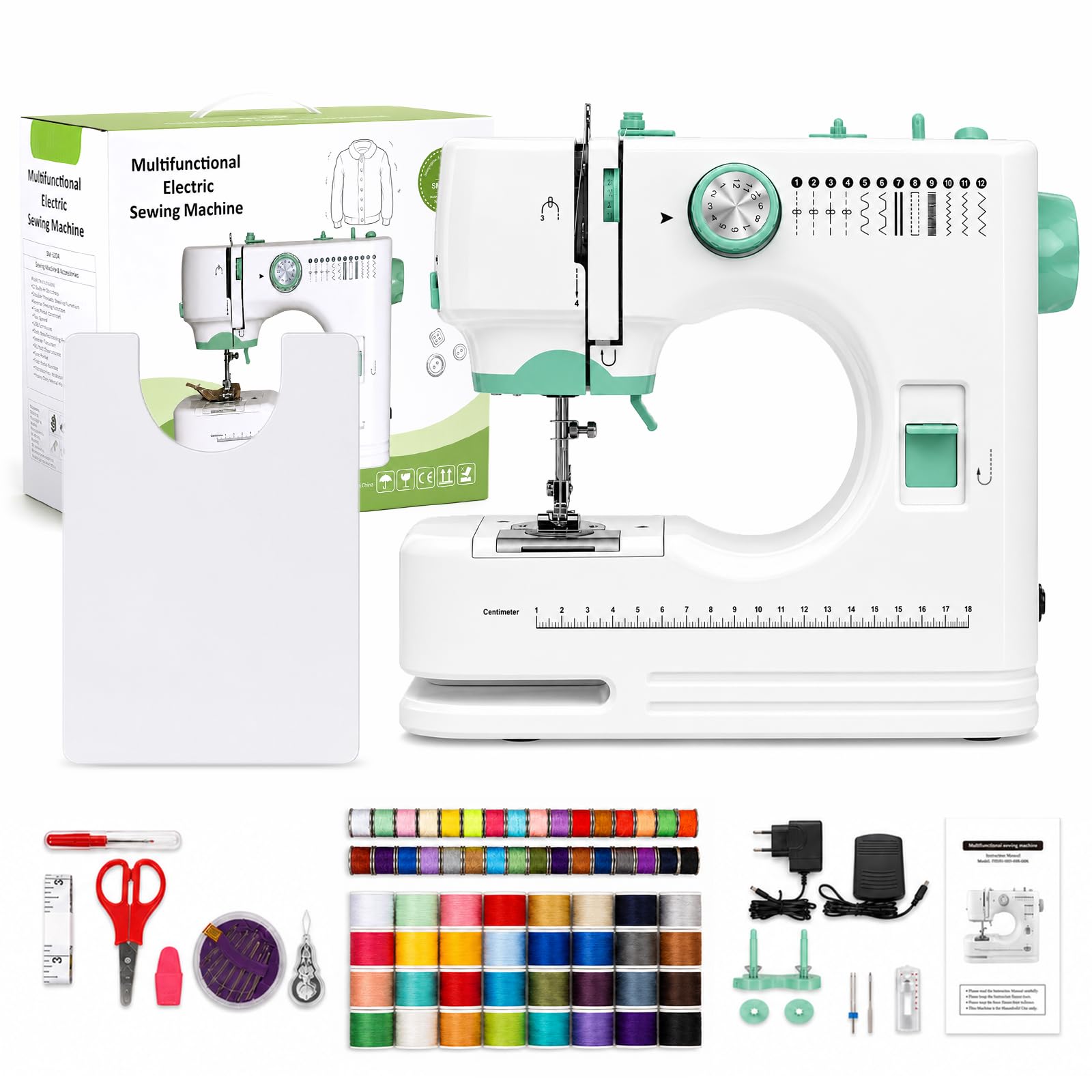 Nähmaschine Anfänger mit Erweiterungstisch, Sewing Machine 12 Stichmustern