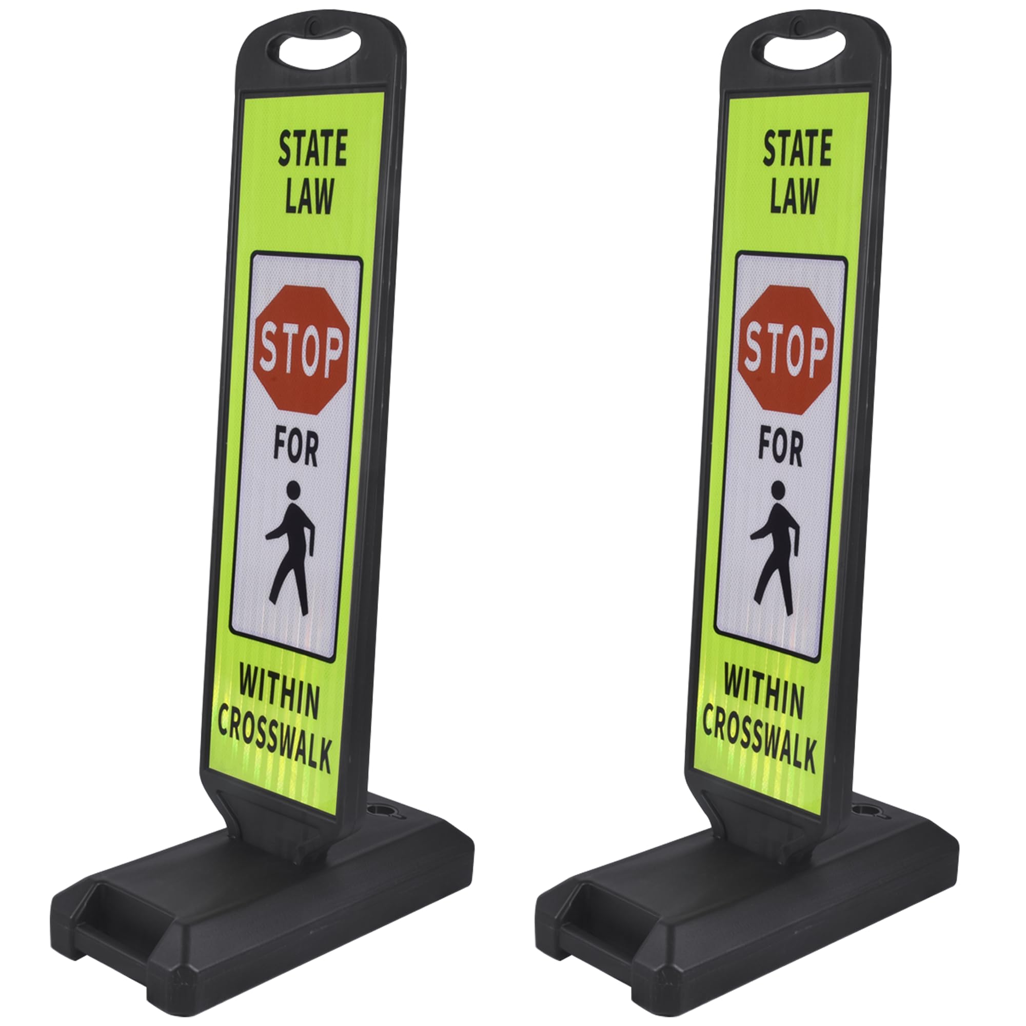 OrangeStar 43" Pedestrian Crossing and Stop Sign, 2-Pack Double-Sided Reflective Safety Signs with Water-Filled Base for School Zone, Traffic Control,