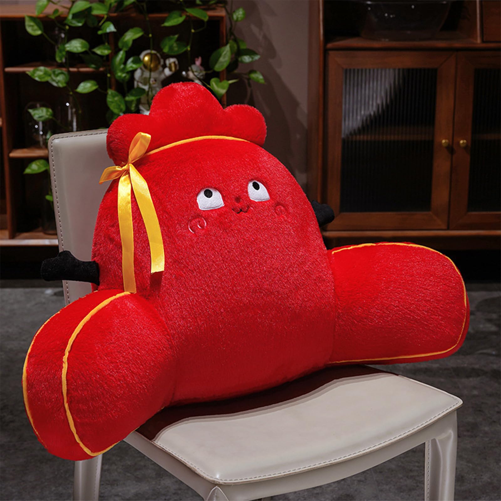 XFNWT Bed Backrest Pillow with Arm Rest Cuddle Cushion for Lumbar Head Support, Reading Pillow for Bed or Chair, Perfect for Resting, Reading, Watching TV, Gaming for Boys and Girls,Red-75 * 45cm