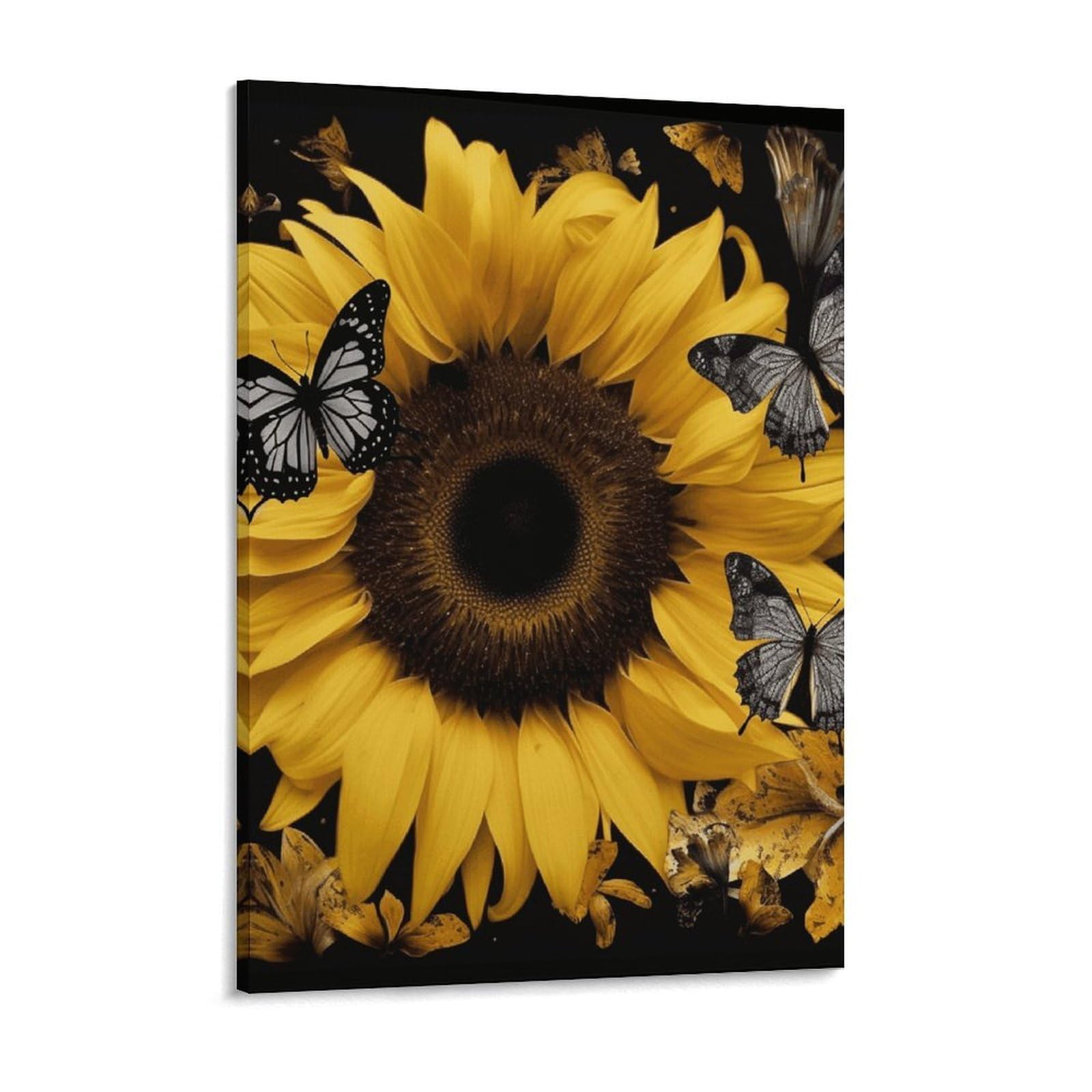Butterfly And Sunflower Canvas Wall Art for Bedroom 18x24inch Canvas Prints Artwork for Walls Modern Picture Artwork Painting for Living Room Aesthetic Wall Paintings for Bathroom Kitchen Off