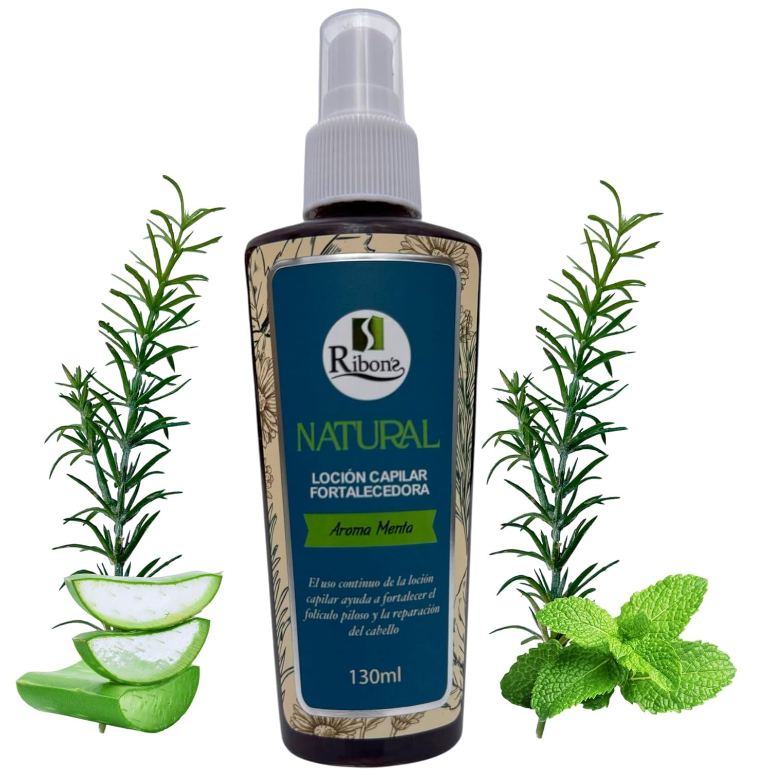 Ribon's Natural Hair Strengthening Lotion – Mint Scent, 130ml, Hair Repair Treatment – Deep Conditioning & Strengthening Formula (300g)