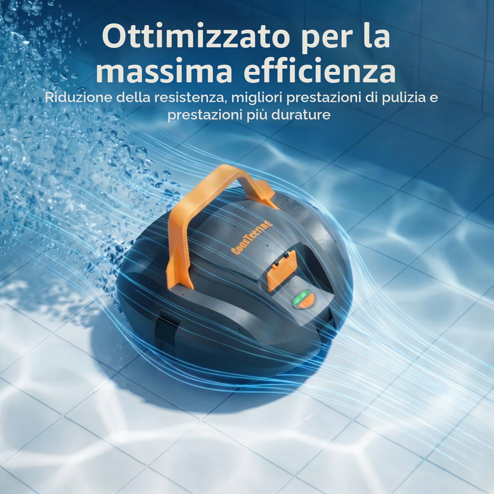 (2026 New) CoasTeering Planet Robot Piscina Senza Fili, 120 Min Autonomia 4500mAh, Doppio Motore, Ricarica Rapida 2,5h, Pulizia Fondo, Acqua Salata & Dolce, per Piscine fino a 80 m²