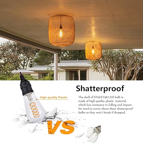 Miniatura 4 de 4 bombillas LED Edison vintage regulables, equivalente a 6 W, 60 vatios, blanco cálido 2700 K, bombilla de filamento LED en espiral flexible