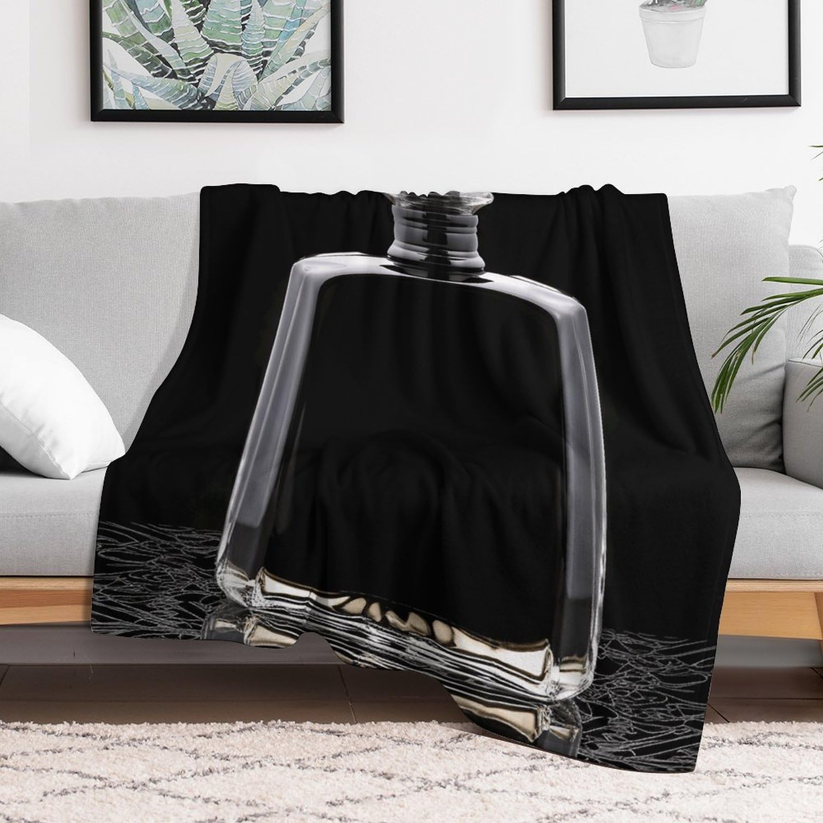 Couverture micro polaire noire parfumée 152x203 cm pour lit et canapé