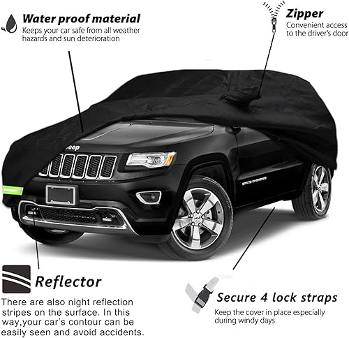 Miniatura 2 de Fundas impermeables para automóvil Jeep Grand Cherokee 2011-2021, fundas 190T, ajuste al cliente, correa 100% impermeable, resistente al viento