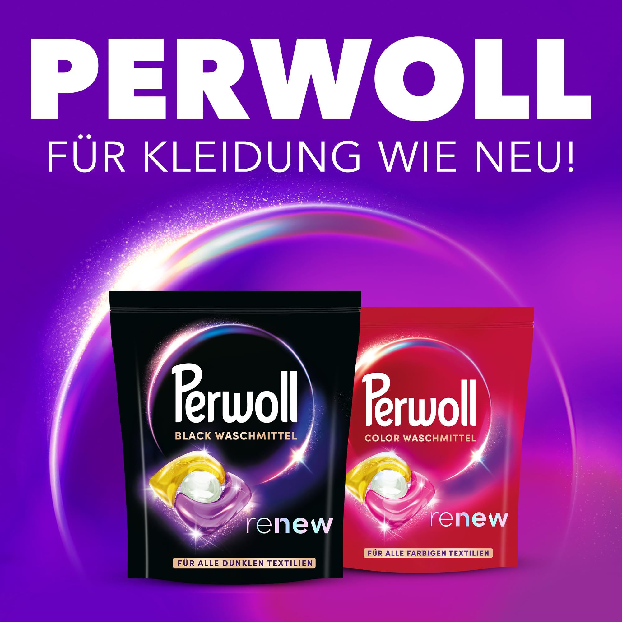 Perwoll Renew Caps Black Detergente 80 (2 x 40 lavados), todo en 1 Detergente Caps limpia suavemente y renueva colores y fibras, para todos los tejidos oscuros, con tecnología Triple Renov