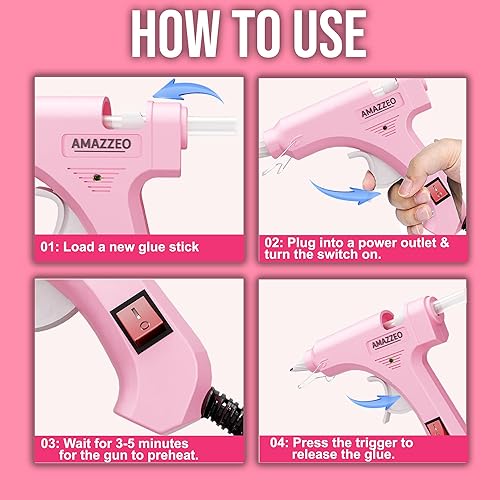 Miniatura 4 de Juego de pistola de pegamento caliente y palos  Kit de pistola de pegamento caliente de calentamiento rápido con 40 barras de pegamento y 5 tapas de