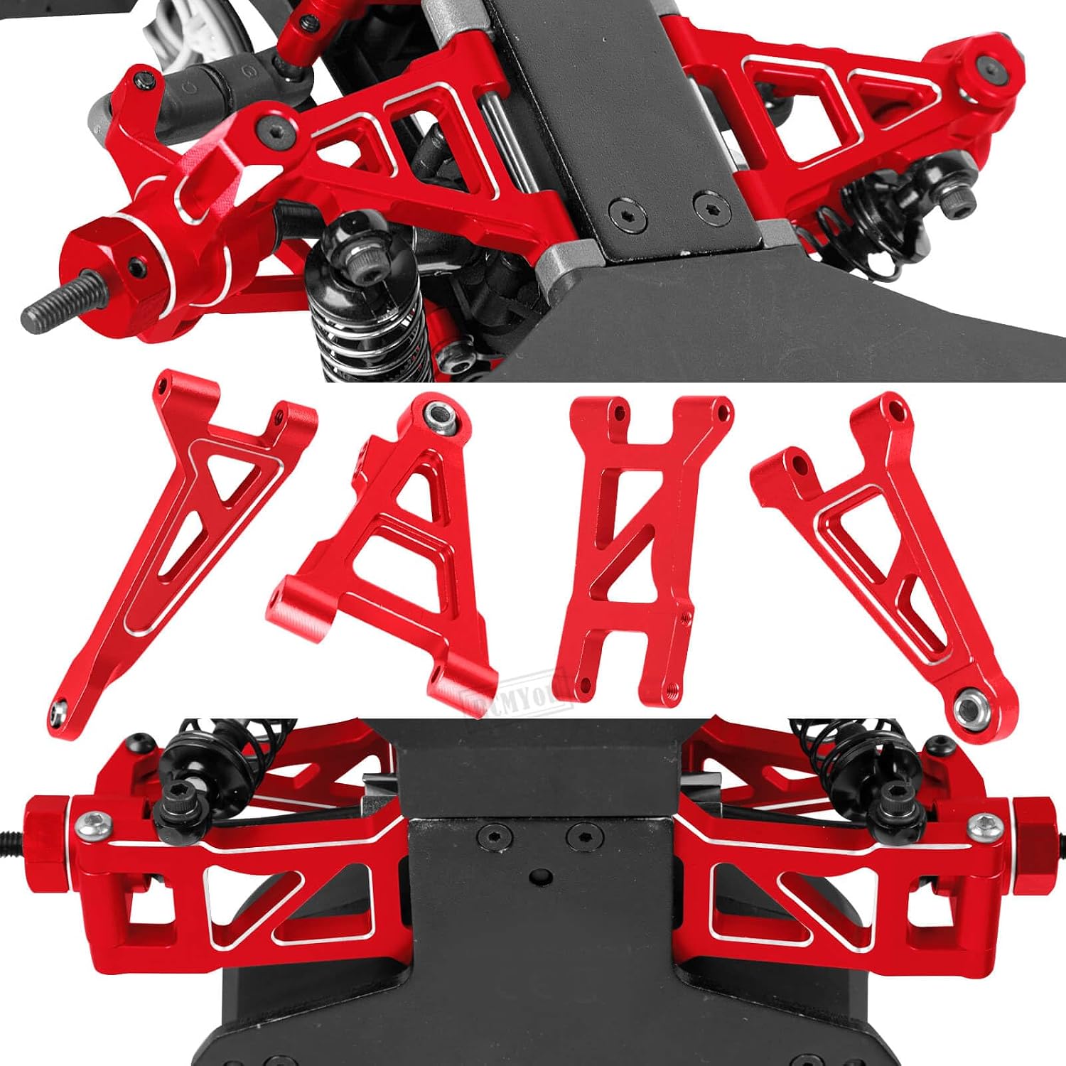 RC Alloy Upgrades Part for 1/14 14304 14303 14302 14301,RC Shocks/Shock Mounts/Suspension Arms/CVD Drive Shaft/Steering Blocks/Rear Stub Axle Carriers,Red