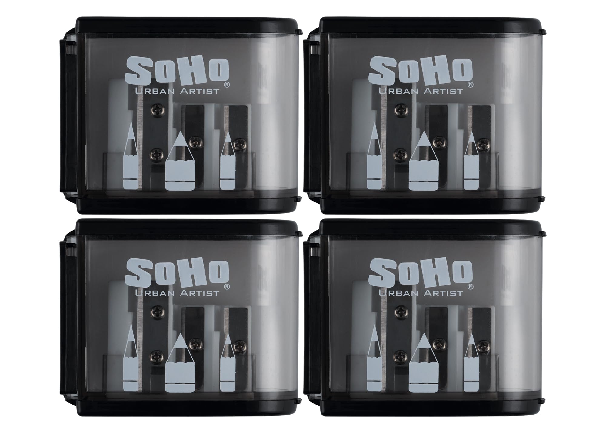 Sponsored Ad - SoHo Urban Artist 3-Hole Pencil Sharpeners - Perfect for Sharpening On The Go, Back to School, Artists of All Levels, & More! - [Black - 4 Pack]