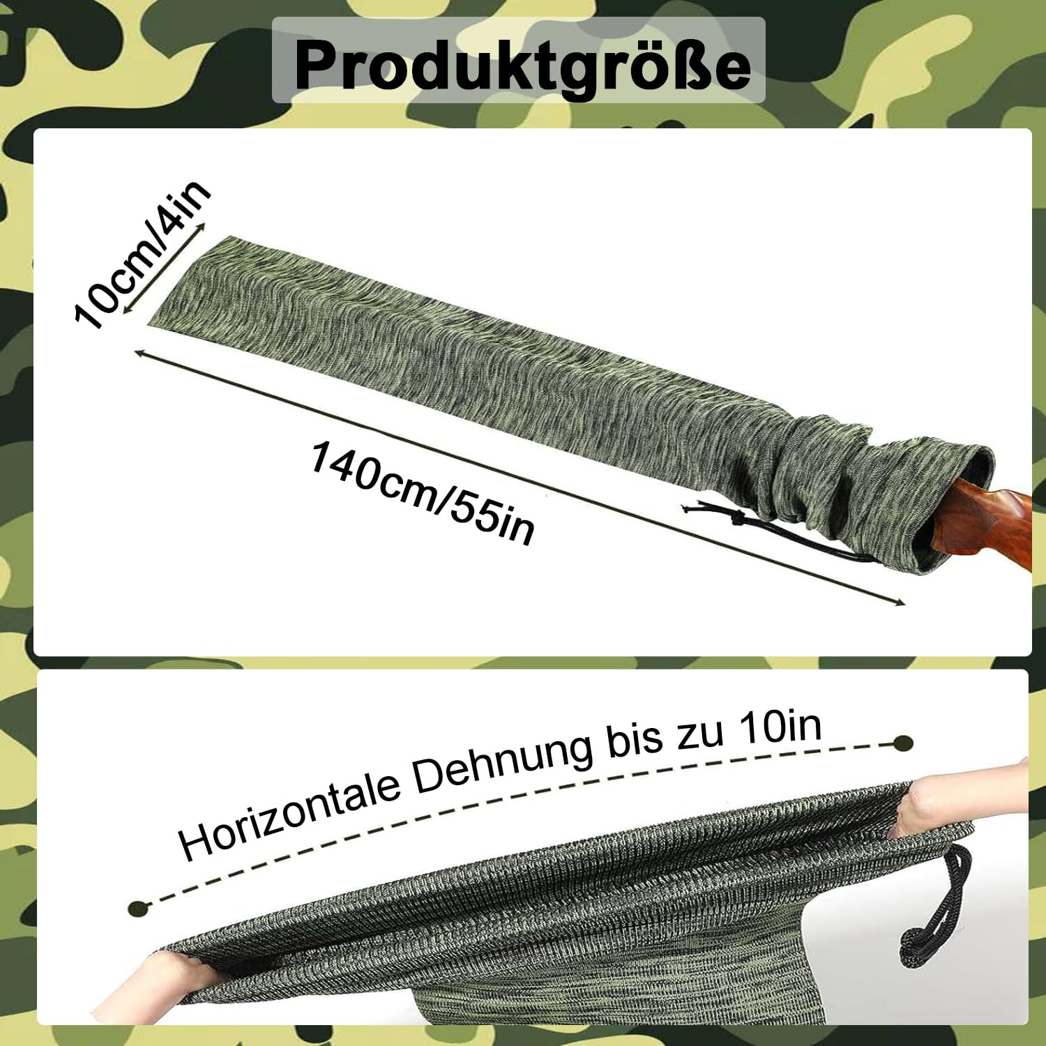4 Stück extra Dicke Waffensocken für Gewehre und Schrotflinten, 140 cm lang, silikonbeschichtet