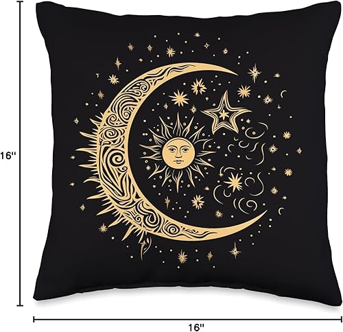 Miniatura 4 de Moon Sun Stars PopLove Co. Galaxy Night Sky Moon Lunar Stars Sun Love - Almohada de 16 x 16 pulgadas, multicolor