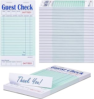 Guest Checks Server Note Pads 1000 Orders Waitress Notepad for Restaurants (20 Books)