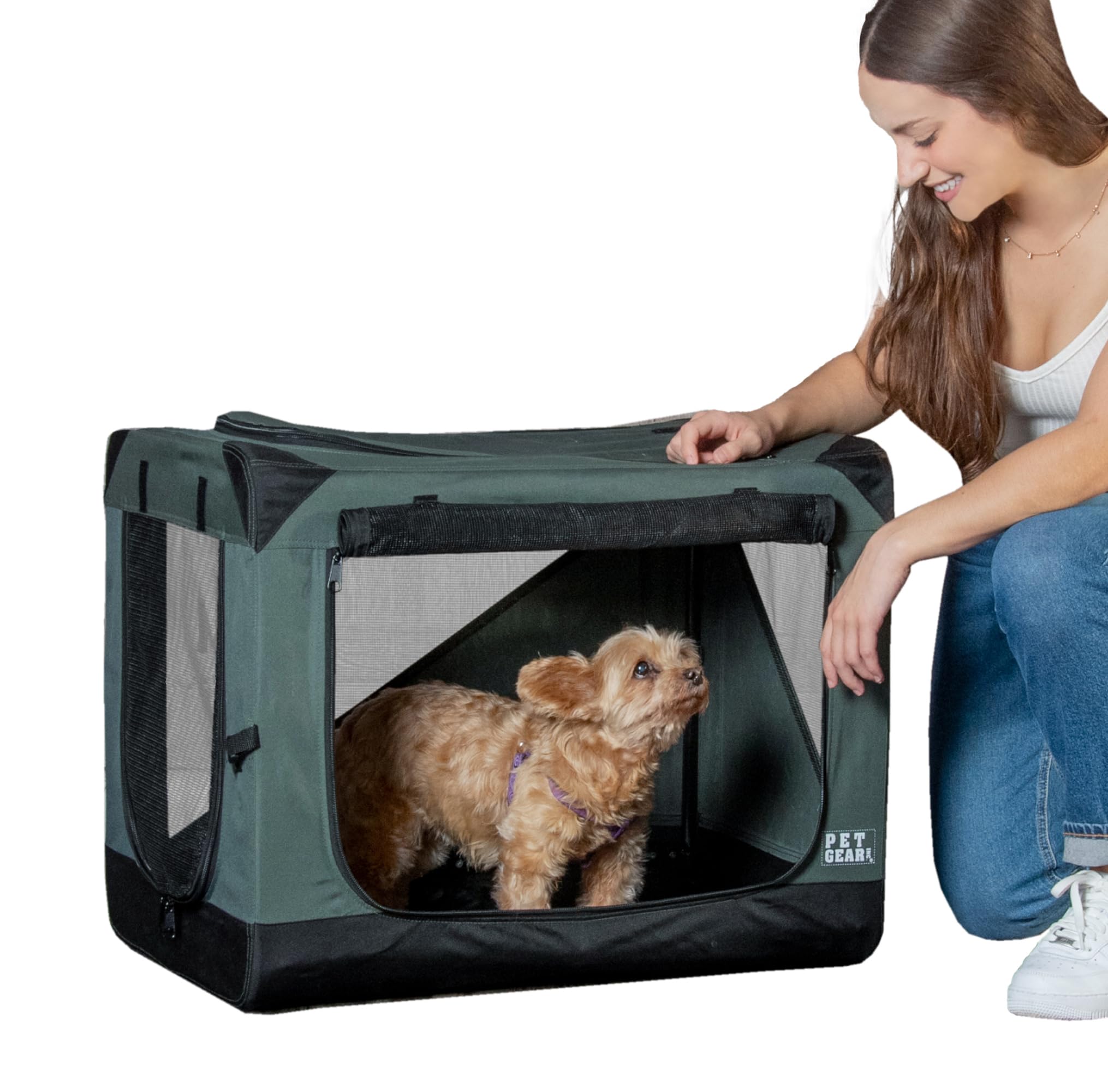 pet gear insta-fold soft crate for dogs, 26", dark cypress