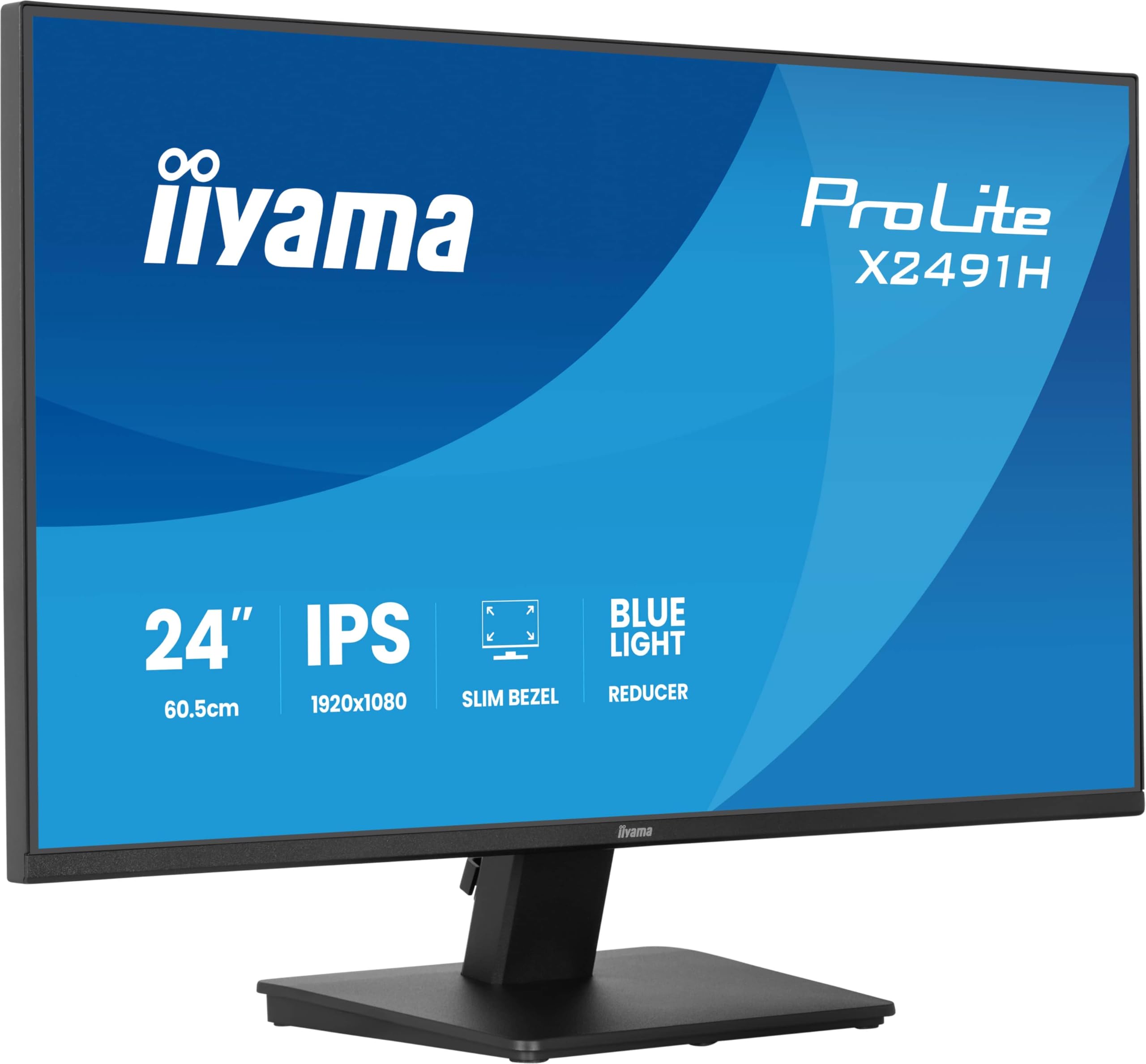iiyama Prolite X2491H-B1 60,5cm 24" IPS LED-Monitor Full-HD 120Hz HDMI DP Slim-Line Adaptive Sync Energieklasse C schwarz
