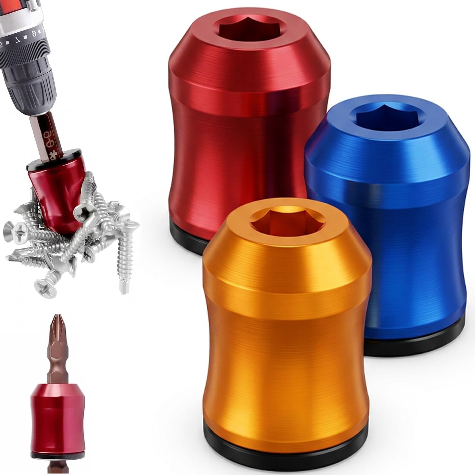 3Pcs Magnetic Drill Bit Holder, Removable Strong Magnetic Screw Ring Set