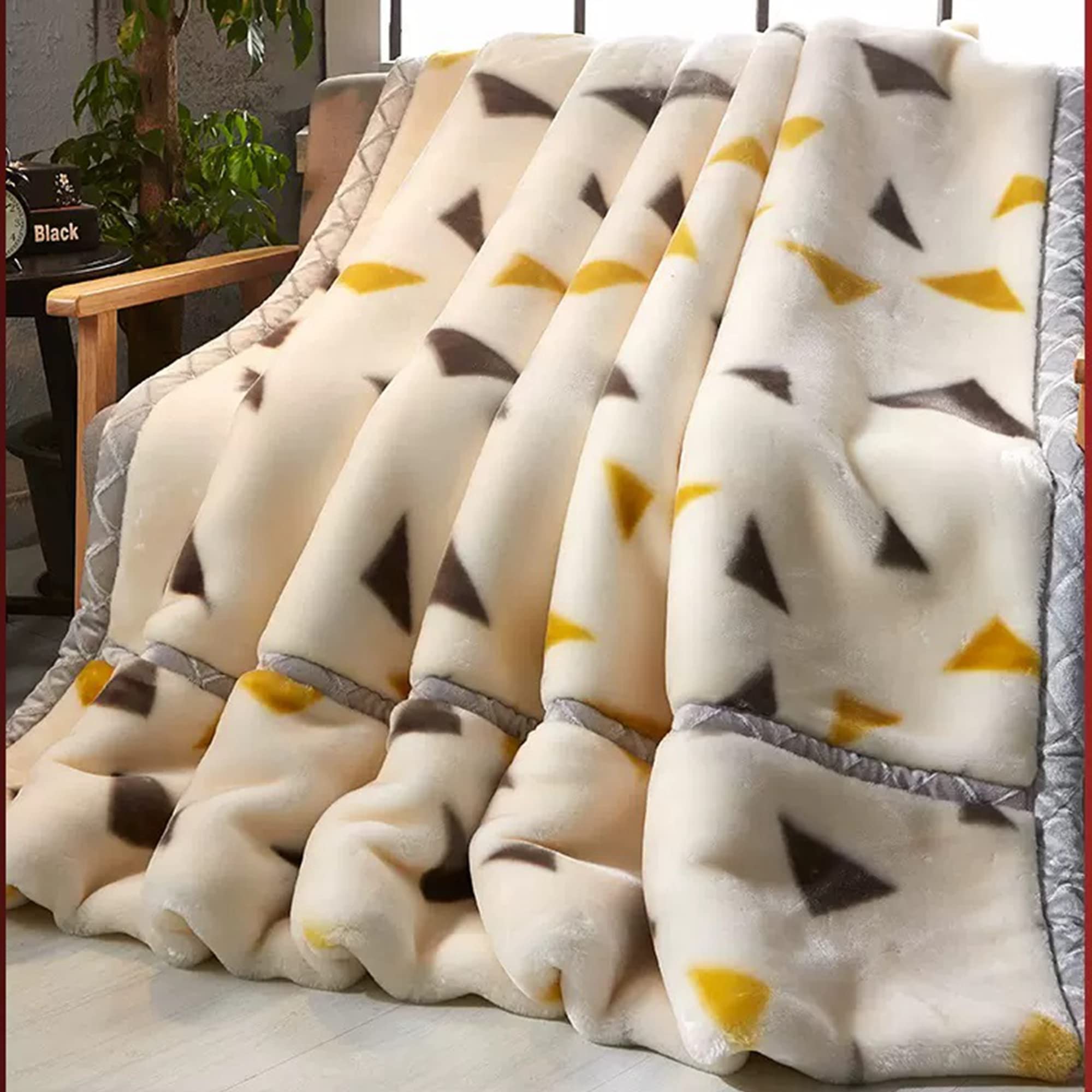 XIUDONG Coperta in pile pesante, 200 x 230 x 3 cm, 3,5 kg, con motivo a triangoli, per l'inverno, per letto ponderato, per dormire, divano