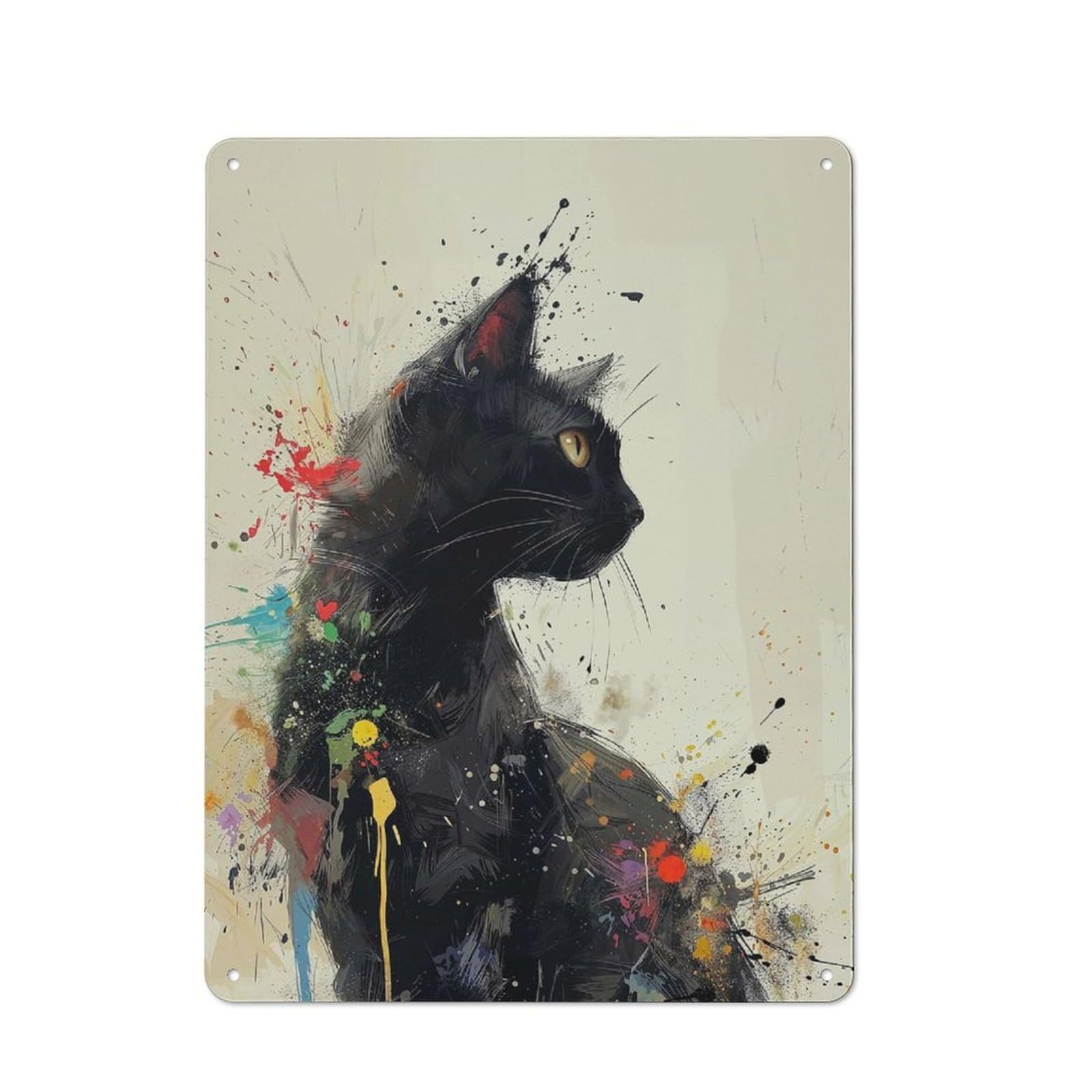 Country Mystic Feline Splash Farmhouse Metal Sign 40x30cm, Farmhouse Wall Decor for Dining Room, Cafe, Entryway Or Family Room
