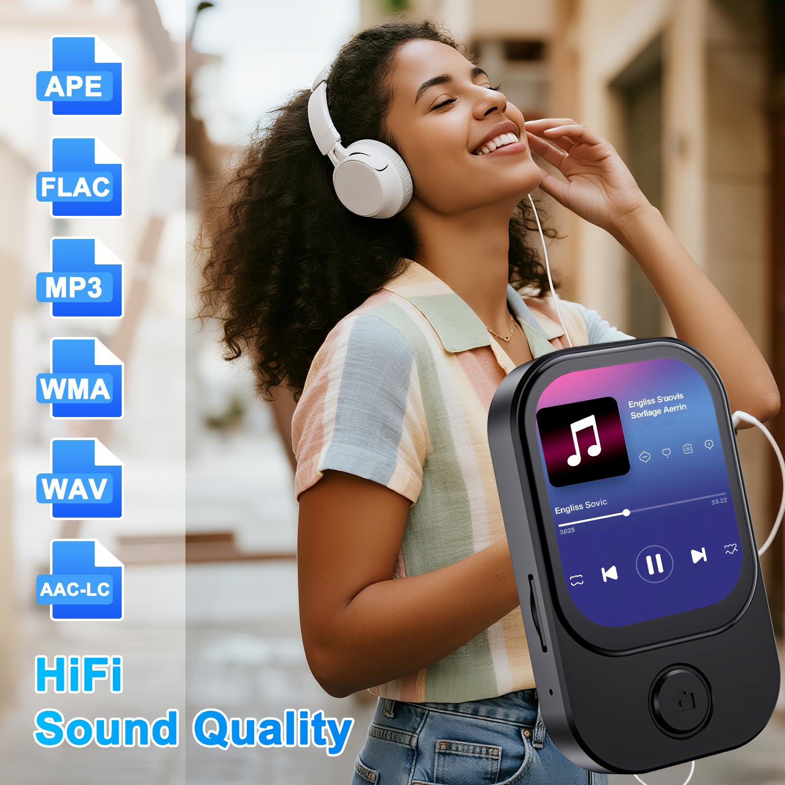 Gueray 64GB Mini Lettore MP3 con Fotocamera Bluetooth 5.3 Lettore Musicale con Altoparlante Schermo Tattile Supporto FM Radio Registratore Vocale Video Allarme Funzione E-book Scheda TF