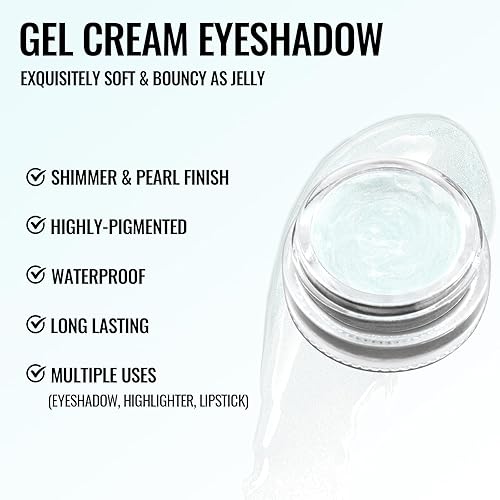 Miniatura 4 de Erinde Sombra de ojos en crema con purpurina, sombras de ojos cremosas metálicas suaves, altamente pigmentadas, impermeables y de larga duración con